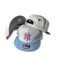 New York Yankees White and Light Blue with Pink Embroidered Logo - Snapback Cap