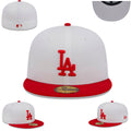 Los Angeles Dodgers White and Red Fitted Cap with Red Logo